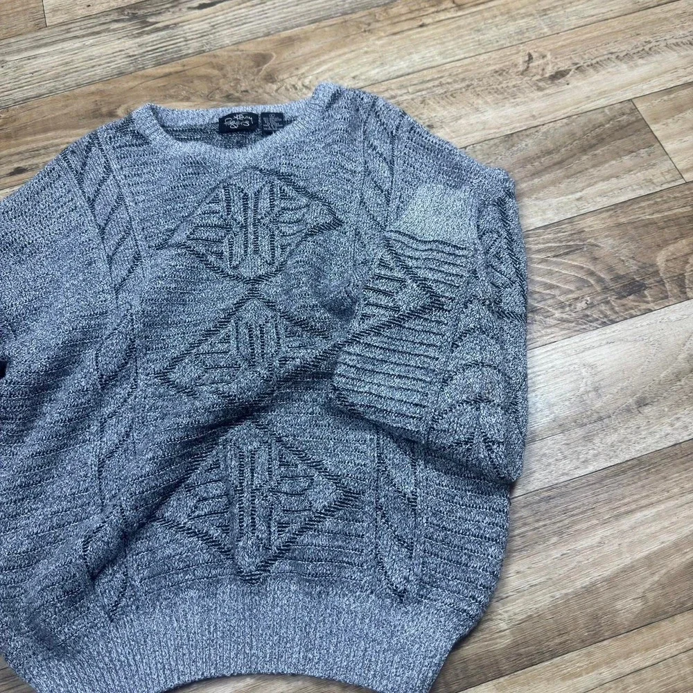 Vintage 90s Kenny Rogers Collection Wool Blend Textured Knit Sweater Gray L